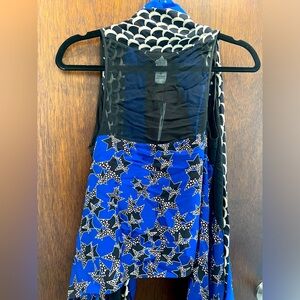 NWT DIANE VON FURSTENBERG Short Silk Serape Vest, Scarf Combo - Moon & Stars, OS